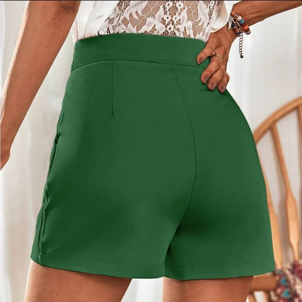White House Black Market Green High-Waist Tailored Shorts